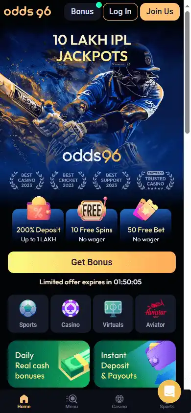 odds96 casino app for mobile gaming in India